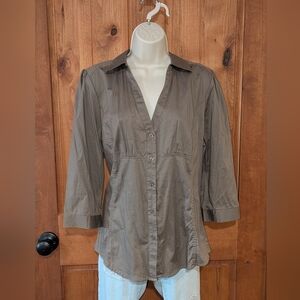 Antilia Femme Mocha Button-Down Shirt